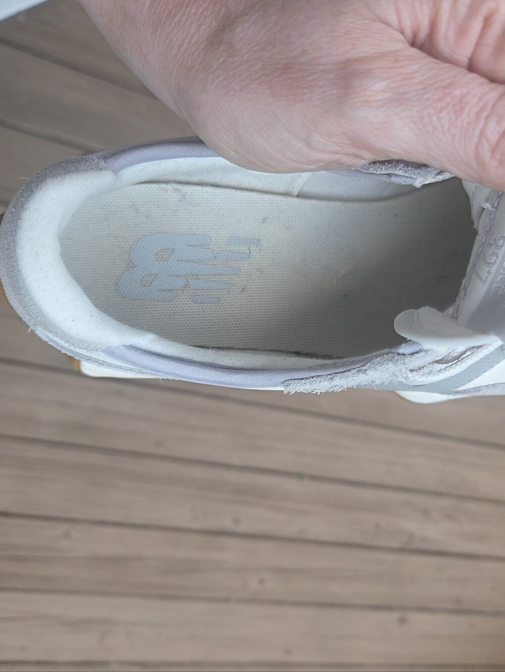 New Balance Gray and White Athletic Sneakers - Picture 5 of 7